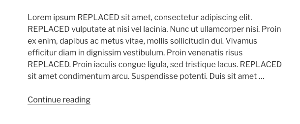 Replace WordPress default post excerpt text