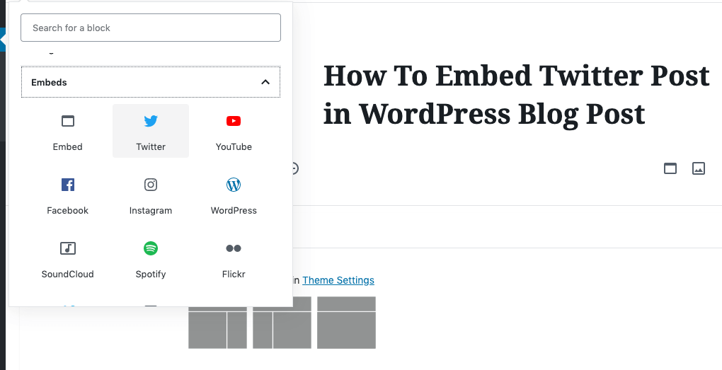 WordPress Block Editor Embedding blocks