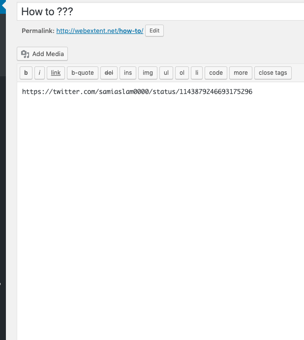 past tweet to embed in wp blog ppst