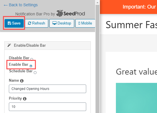 Installing the Notification Bar Pro plugin