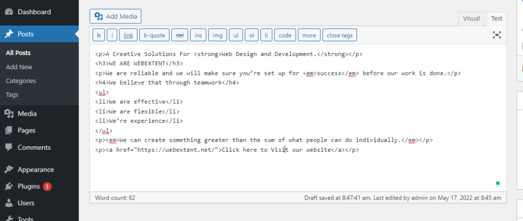 Copy and Paste in WordPress