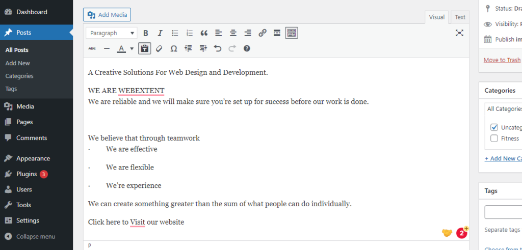 Copy and Paste in WordPress