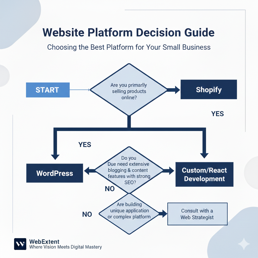How to choose the best website platform for small business flowchart