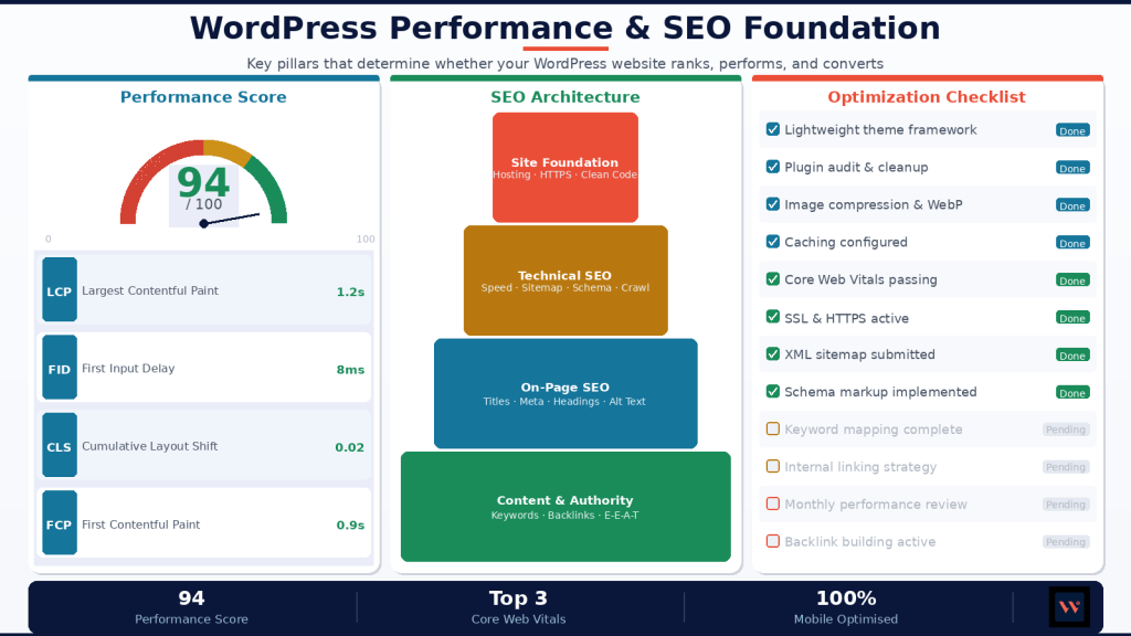 Concept image representing WordPress website speed improvement, performance optimization, and technical enhancement for better user experience.