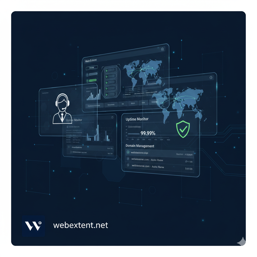 WebExtent providing best hosting for business with server management, domain management, security, and performance optimization services.