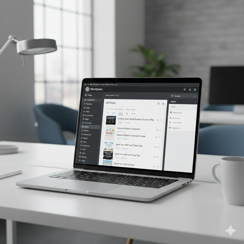 WordPress dashboard example for small business website development