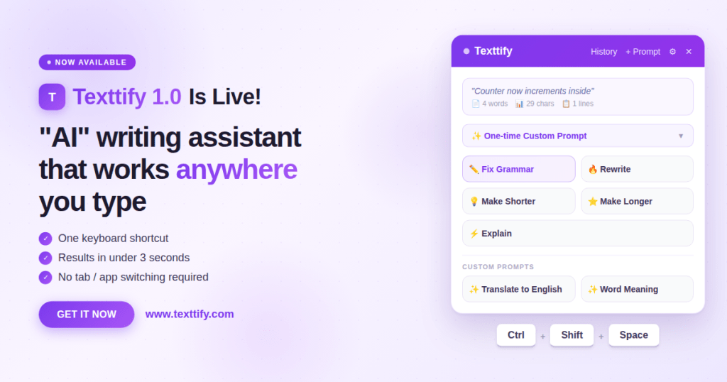 How to Use AI in Any App Without Switching Tabs | Texttify